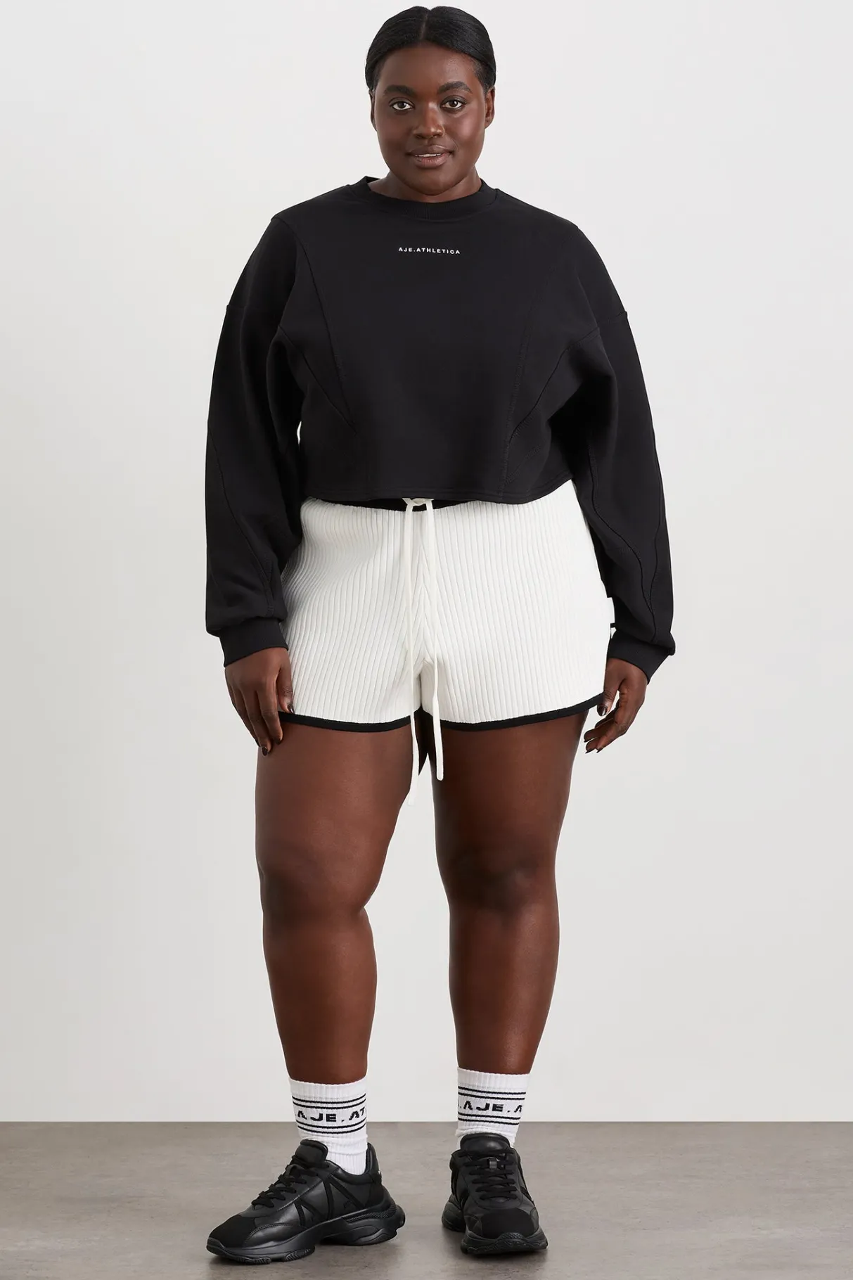 knit_ribbed_shorts__7.webp Online Aje ATHLETICA Knit Ribbed Shorts 603 White/Black