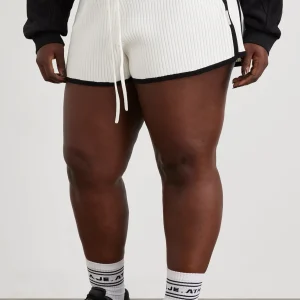 Online Aje ATHLETICA Knit Ribbed Shorts 603 White/Black