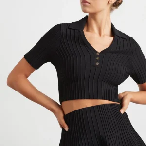 Online Aje ATHLETICA Knitted Polo Top 341 Black