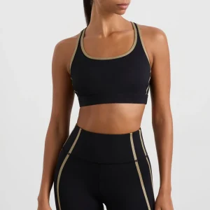 Store Aje ATHLETICA Lattice Logo Strap Bra 360 Black Soft Khaki