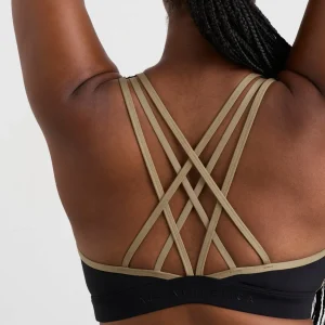 Store Aje ATHLETICA Lattice Logo Strap Bra 360 Black Soft Khaki