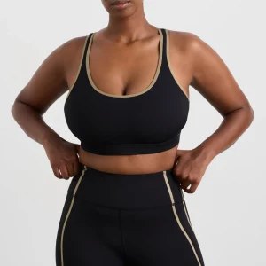 Store Aje ATHLETICA Lattice Logo Strap Bra 360 Black Soft Khaki