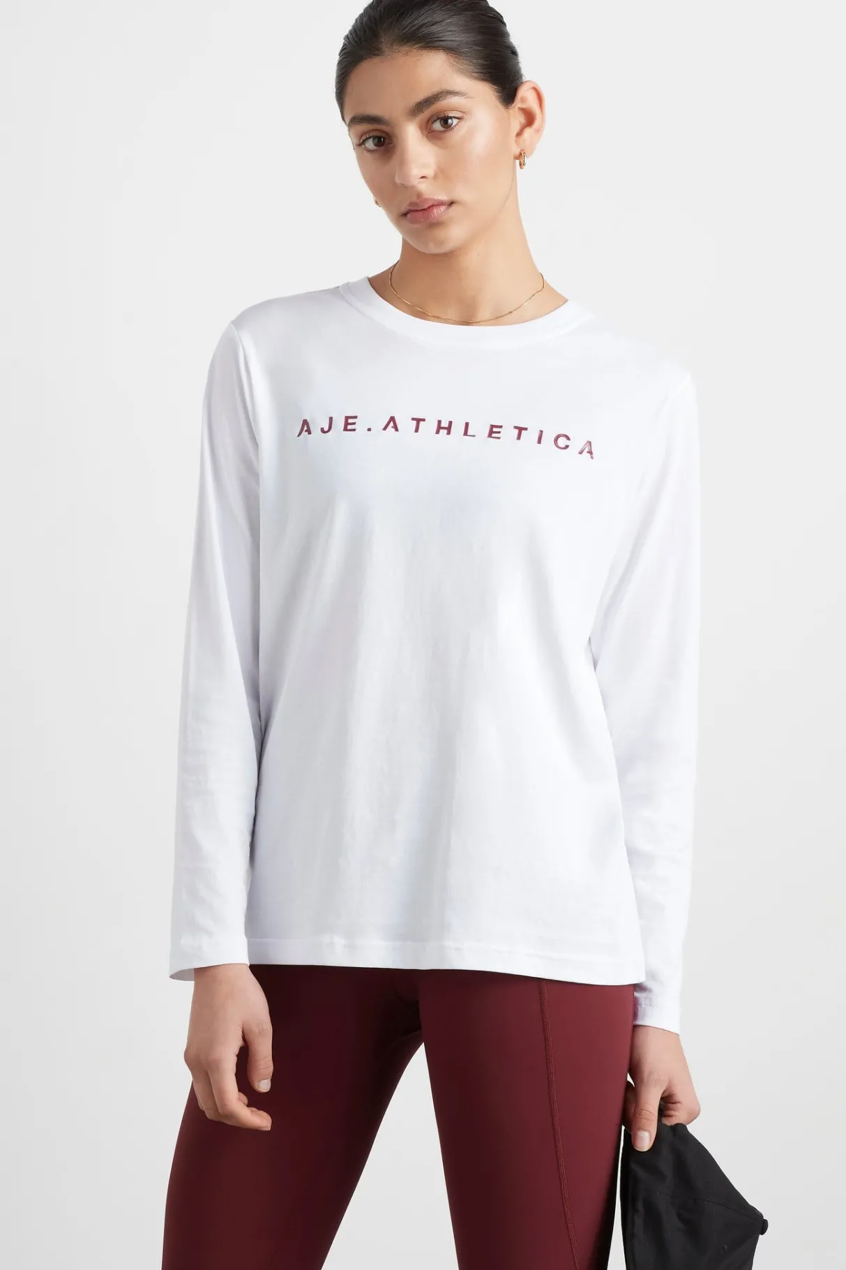 logo_long_sleeve_tshirt__0.webp Online Aje ATHLETICA Logo Long Sleeve T-Shirt 127 White/Burnt Burgundy