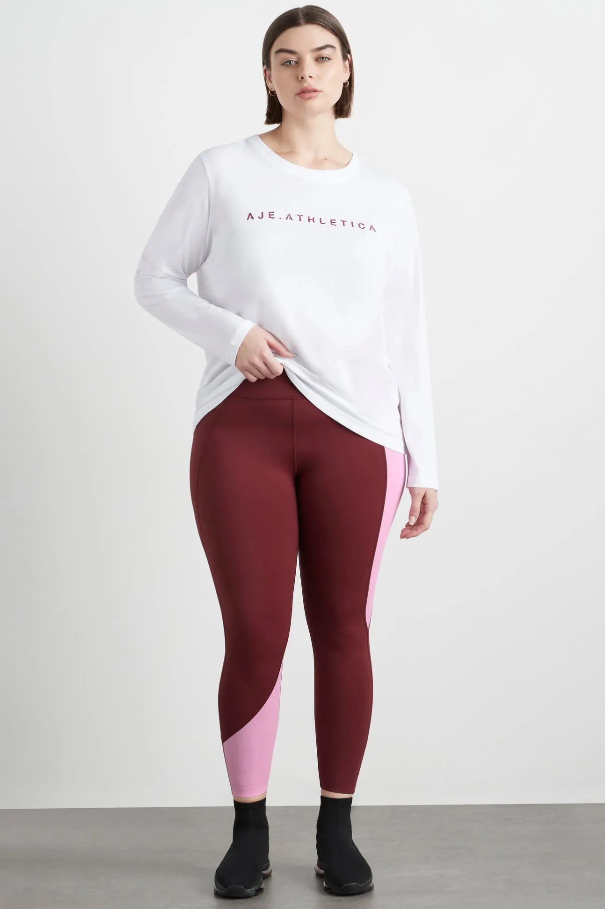logo_long_sleeve_tshirt__10.webp Online Aje ATHLETICA Logo Long Sleeve T-Shirt 127 White/Burnt Burgundy