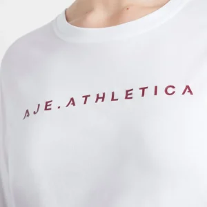 Online Aje ATHLETICA Logo Long Sleeve T-Shirt 127 White/Burnt Burgundy