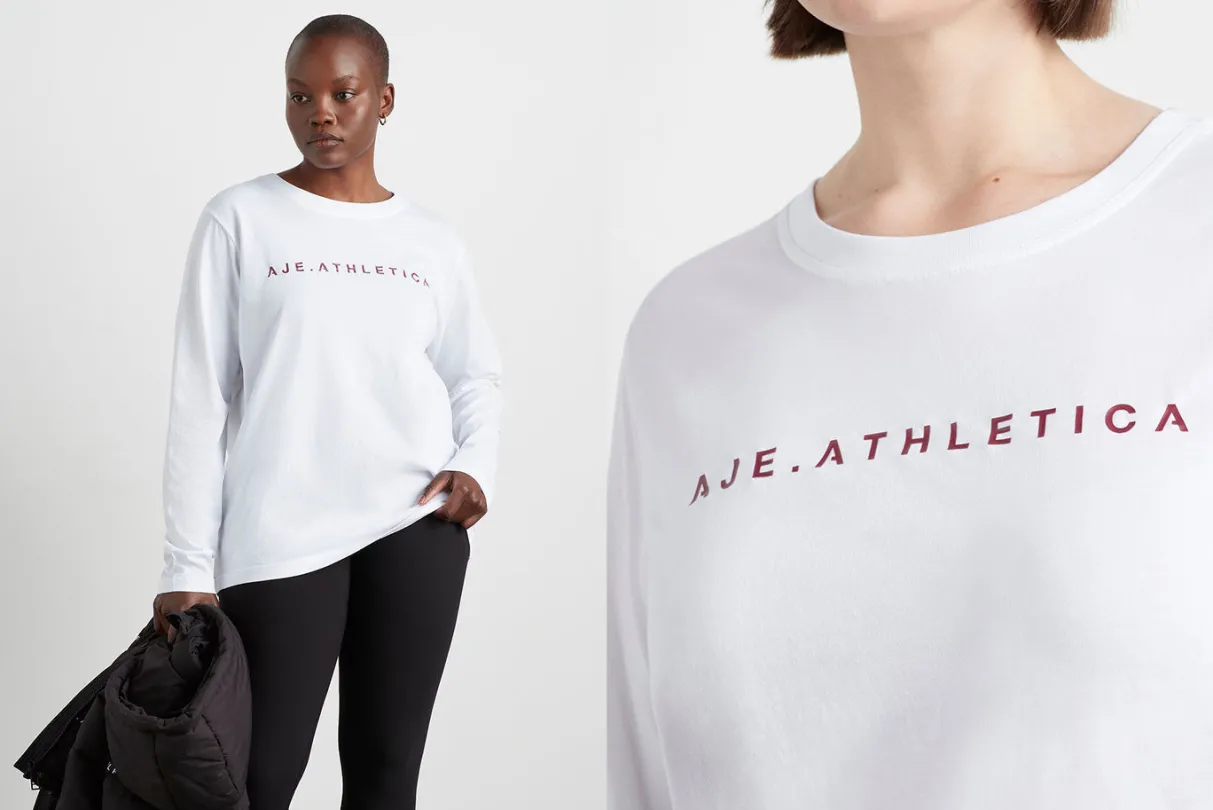 logo_long_sleeve_tshirt__13.webp Online Aje ATHLETICA Logo Long Sleeve T-Shirt 127 White/Burnt Burgundy