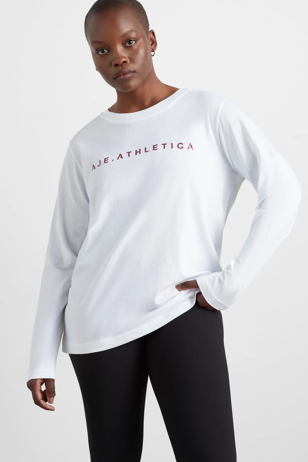 logo_long_sleeve_tshirt__5.webp Online Aje ATHLETICA Logo Long Sleeve T-Shirt 127 White/Burnt Burgundy