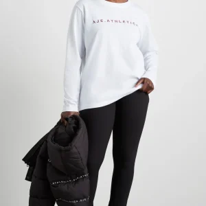 Online Aje ATHLETICA Logo Long Sleeve T-Shirt 127 White/Burnt Burgundy