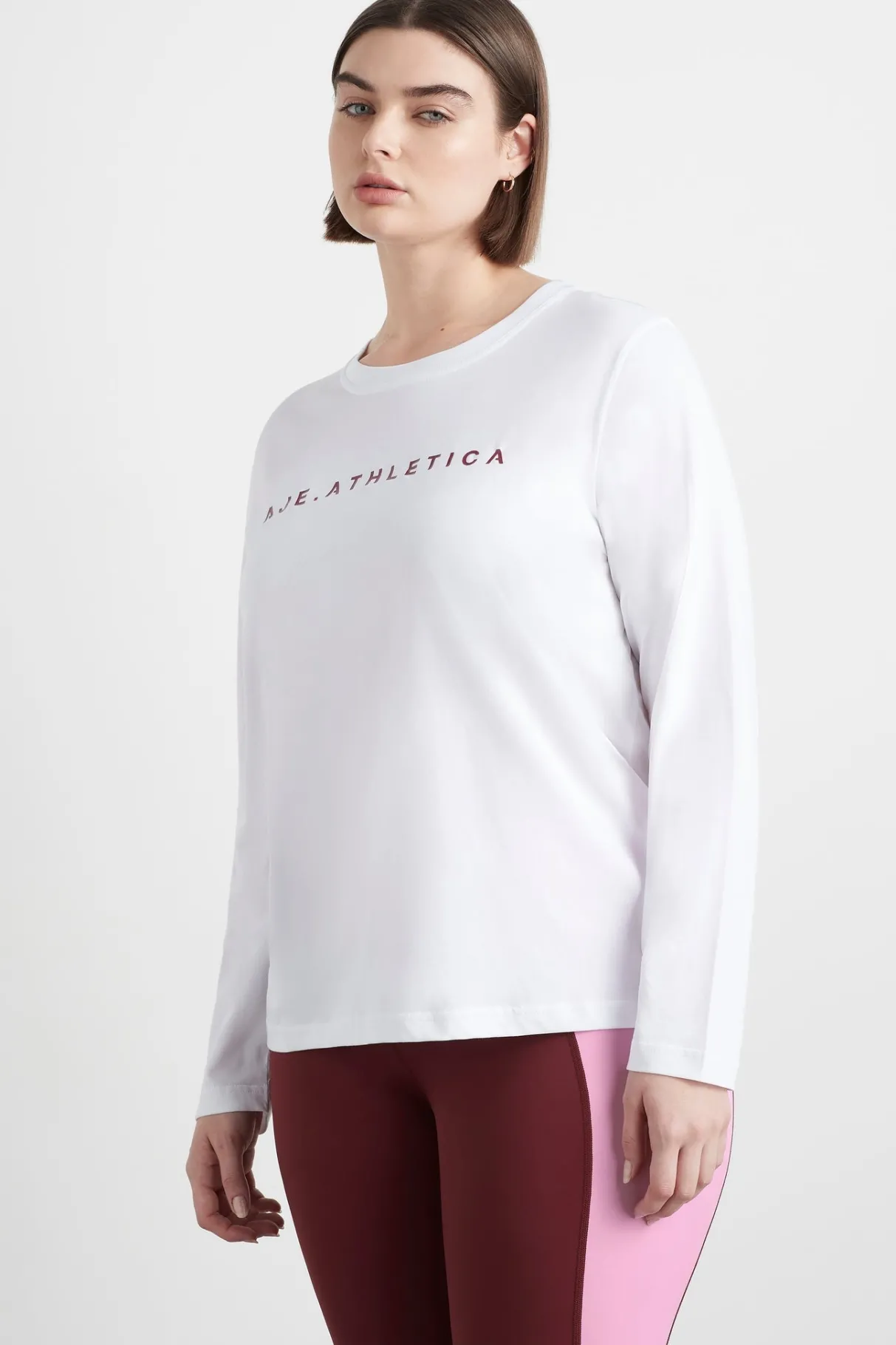 logo_long_sleeve_tshirt__9.webp Online Aje ATHLETICA Logo Long Sleeve T-Shirt 127 White/Burnt Burgundy
