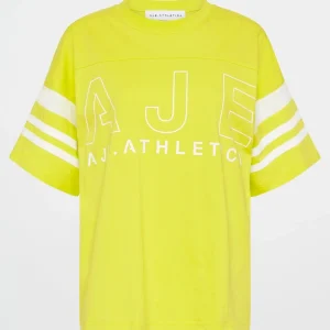 New Aje ATHLETICA Logo Stripe T-Shirt 102 Citrus Yellow/Wht