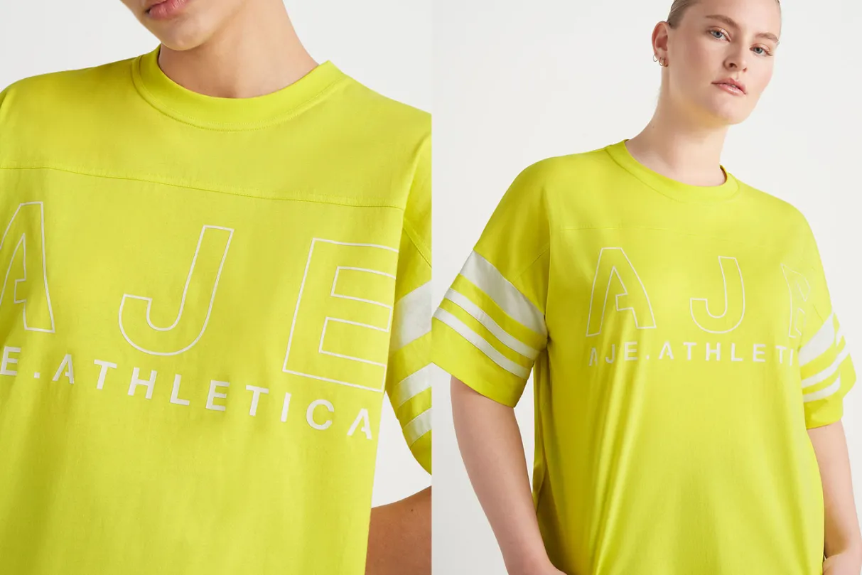 logo_stripe_tshirt__14.webp New Aje ATHLETICA Logo Stripe T-Shirt 102 Citrus Yellow/Wht