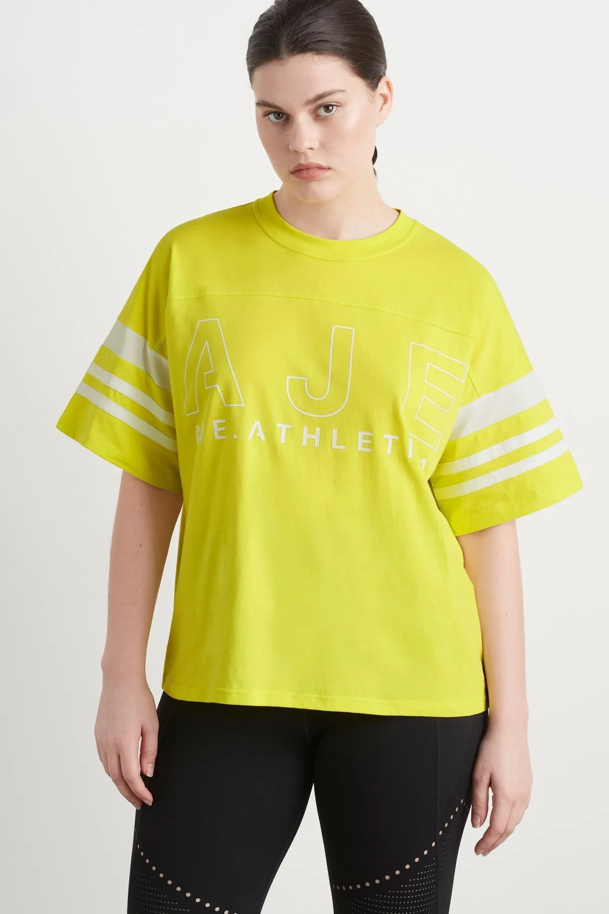 logo_stripe_tshirt__5.webp New Aje ATHLETICA Logo Stripe T-Shirt 102 Citrus Yellow/Wht