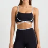 Outlet Aje ATHLETICA Logo Tape Crossover Bra 393 Black/White