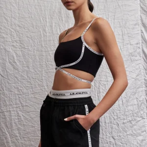 Outlet Aje ATHLETICA Logo Tape Crossover Bra 393 Black/White