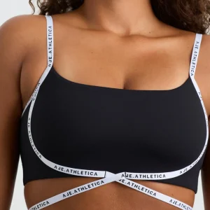 Outlet Aje ATHLETICA Logo Tape Crossover Bra 393 Black/White