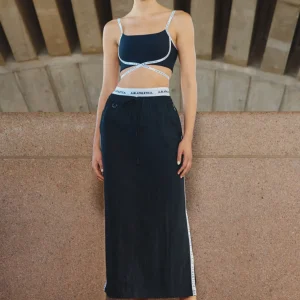 Flash Sale Aje ATHLETICA Logo Tape Spray Midi Skirt 647 Black