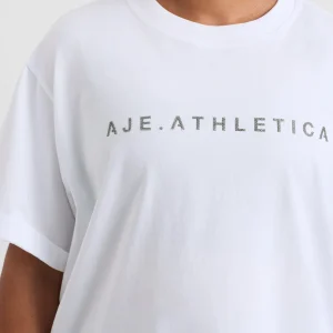 Shop Aje ATHLETICA Logo T-Shirt 102 White/Herringbone