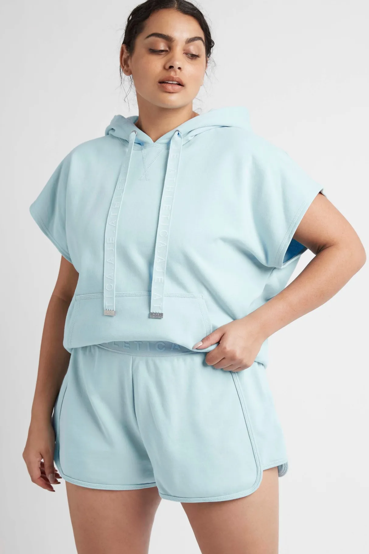 logotape_short_sleeve_hoodie__11.webp Online Aje ATHLETICA Logotape Short Sleeve Hoodie 403 Ice Blue