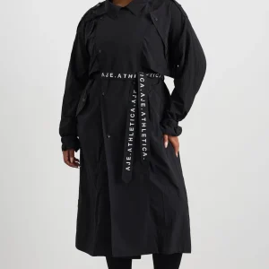 Fashion Aje ATHLETICA Long Belted Windbreaker Jacket 703 Black/Black