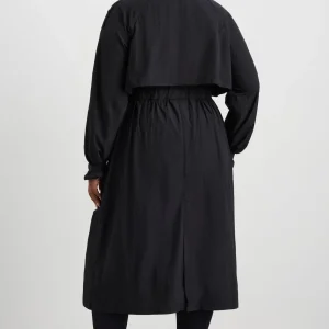 Fashion Aje ATHLETICA Long Belted Windbreaker Jacket 703 Black/Black