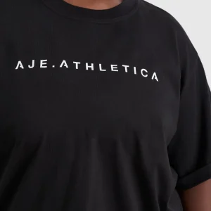 Discount Aje ATHLETICA Long Jersey Logo Tee 102 Black/White Logo