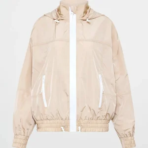 Shop Aje ATHLETICA Long Line Spray Jacket Latte Beige