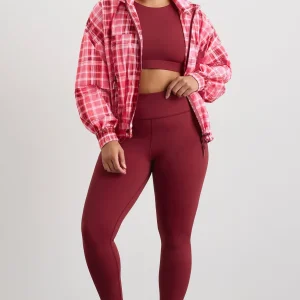 Shop Aje ATHLETICA Long Line Spray Jacket Blurred Pink Check