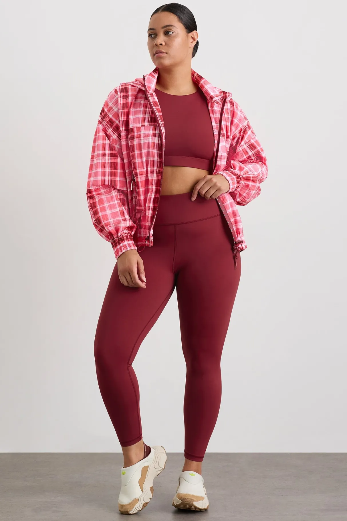 long_line_spray_jacket_12-1.webp Shop Aje ATHLETICA Long Line Spray Jacket Blurred Pink Check
