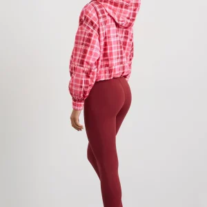 Shop Aje ATHLETICA Long Line Spray Jacket Blurred Pink Check