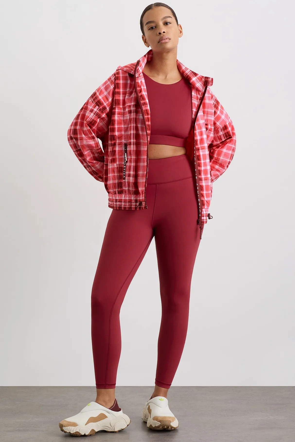 long_line_spray_jacket_7-1.webp Shop Aje ATHLETICA Long Line Spray Jacket Blurred Pink Check