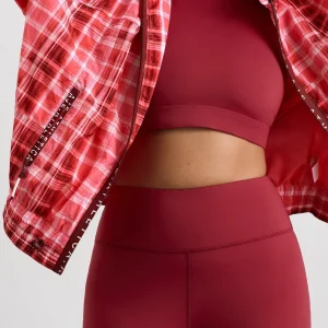 Shop Aje ATHLETICA Long Line Spray Jacket Blurred Pink Check
