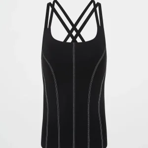 Outlet Aje ATHLETICA Long Line Top Stitch Tank 123 Black