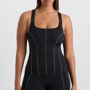 Outlet Aje ATHLETICA Long Line Top Stitch Tank 123 Black