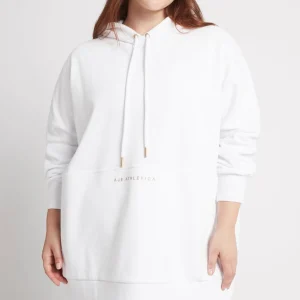 New Aje ATHLETICA Long Sleeve Hoodie Dress 804 White/Gold
