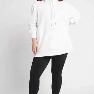 New Aje ATHLETICA Long Sleeve Hoodie Dress 804 White/Gold
