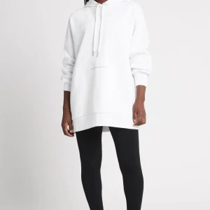 New Aje ATHLETICA Long Sleeve Hoodie Dress 804 White/Gold