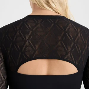New Aje ATHLETICA Long Sleeve Mesh Crop Top 356 Black