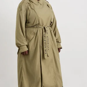 Fashion Aje ATHLETICA Longline Belted Trench 703 Soft Khaki/Black
