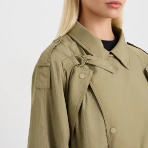 Fashion Aje ATHLETICA Longline Belted Trench 703 Soft Khaki/Black