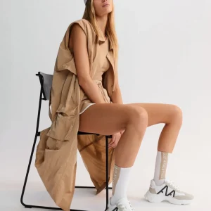 Online Aje ATHLETICA Longline Belted Vest 703 Natural Tan