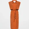 Shop Aje ATHLETICA Longline Belted Vest 703 Copper Orange