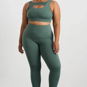 New Aje ATHLETICA Mesh Keyhole Front Bra 371 Moss Green