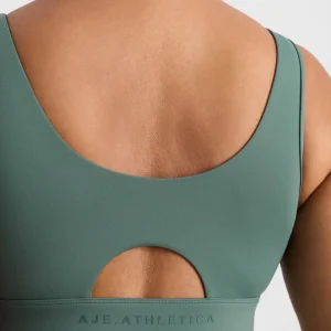 New Aje ATHLETICA Mesh Keyhole Front Bra 371 Moss Green