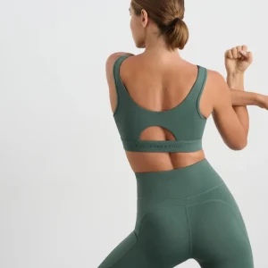 New Aje ATHLETICA Mesh Keyhole Front Bra 371 Moss Green