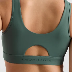 New Aje ATHLETICA Mesh Keyhole Front Bra 371 Moss Green