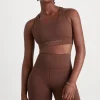 Sale Aje ATHLETICA Mesh Racer Back Sports Bra 338 Dark Chocolate