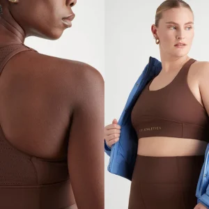 Sale Aje ATHLETICA Mesh Racer Back Sports Bra 338 Dark Chocolate
