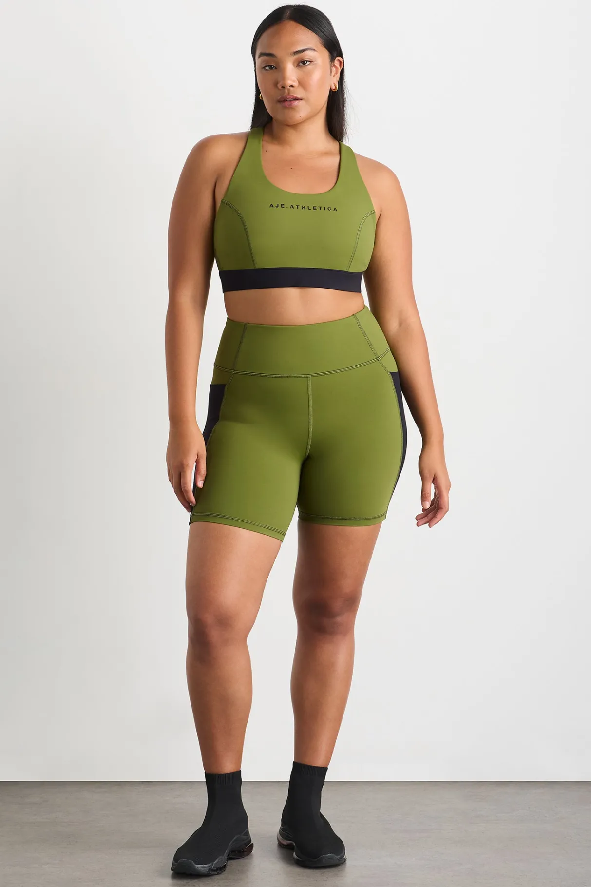 mid_length_bike_short__4.webp Sale Aje ATHLETICA Mid Length Bike Short 606 Evergreen Black