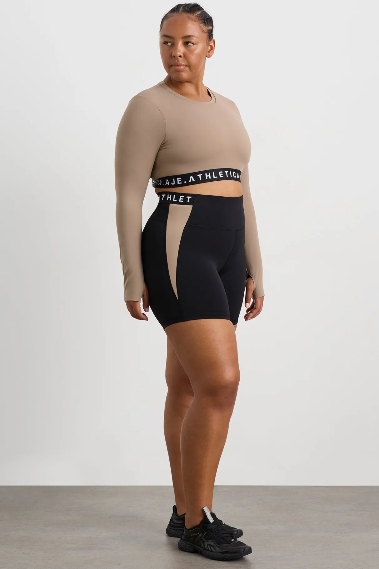 mid_length_logo_bike_short__9-1.webp Best Aje ATHLETICA Mid Length Logo Bike Short 250 Black/Dune