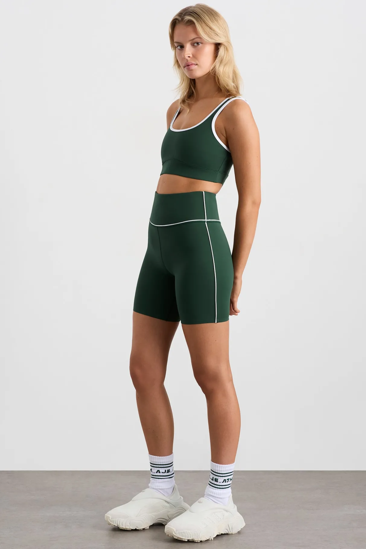 mid_piped_bike_shorts__0.webp Cheap Aje ATHLETICA Mid Piped Bike Shorts 607 Pine Green White
